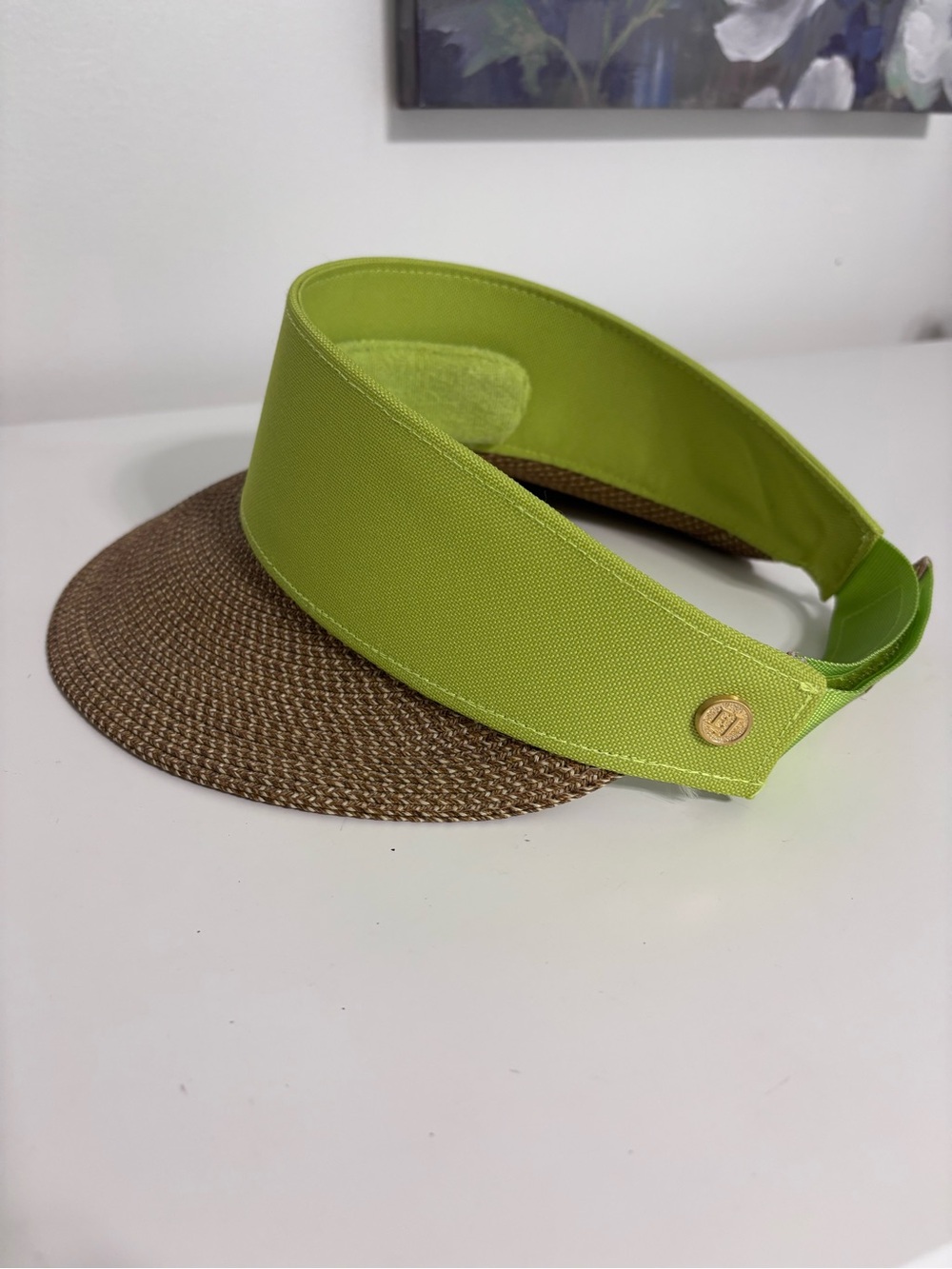 ERIC JAVITS NEW YORK CHAMP VISOR LIME GREEN Squishee UPF 50 Packable Sun Hat EUC - Picture 2 of 11